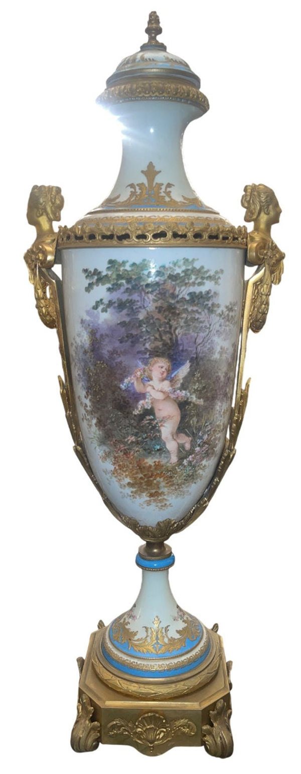 19th Century Sèvres Porcelain Urn with Gilt Bronze Mounts
