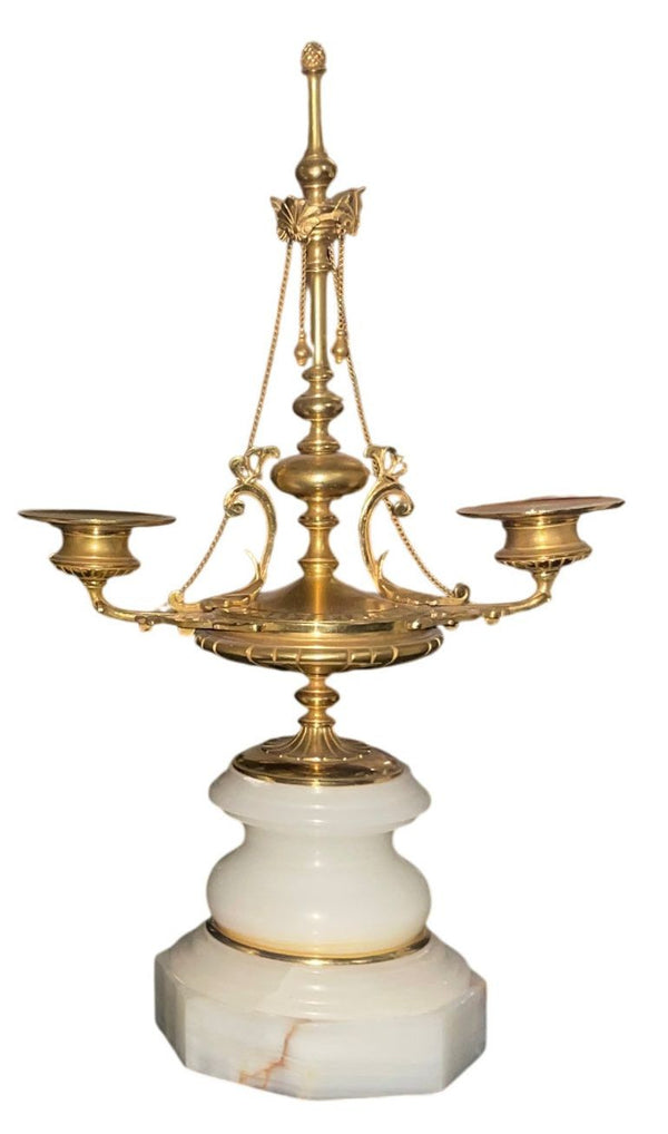 Early 20th Century French Bronze & Onyx Clock Garniture, Allegory of the Arts.