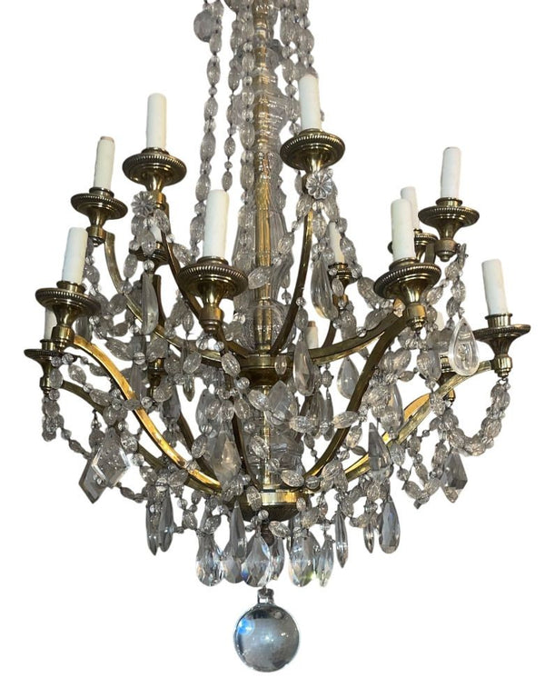 Late-19th Century English Crystal and Gilt Bronze Chandelier