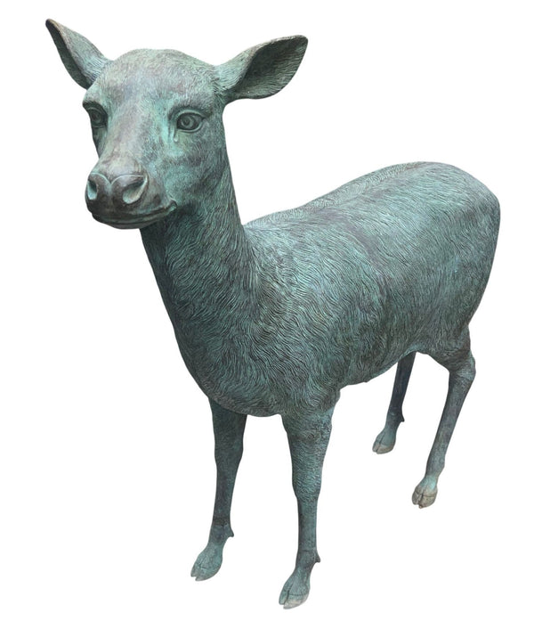 Pair of Monumental Bronze Stag and Doe Sculptures by Lake Geneva Studios