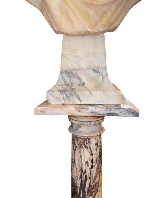 19th Century Italian Marble Bust of Sappho( Greek Lyric Poet) on Pedestal