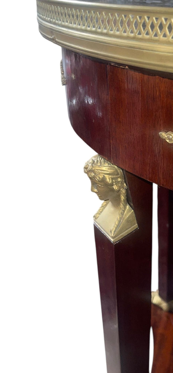 Late 19th Century French Empire Style Marble-Top Side Table with Bronze Mounts