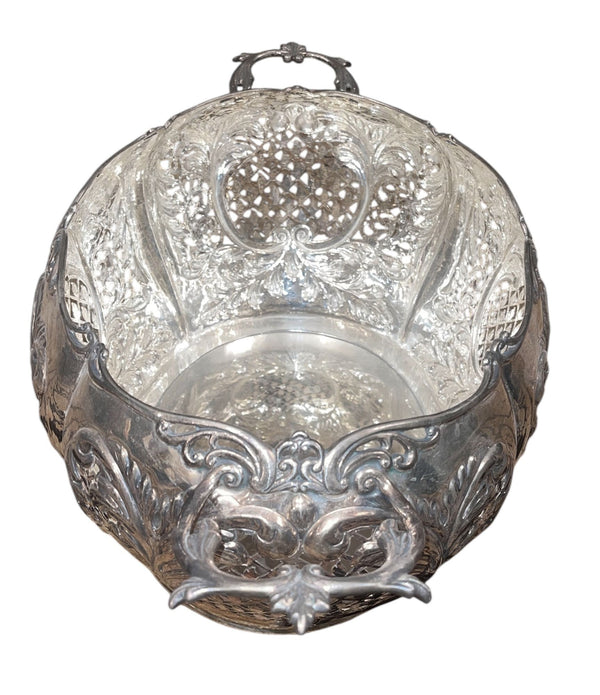 Damar 925 Sterling Silver Centerpiece Basket Bowl. Turkey, Late 20th Century.