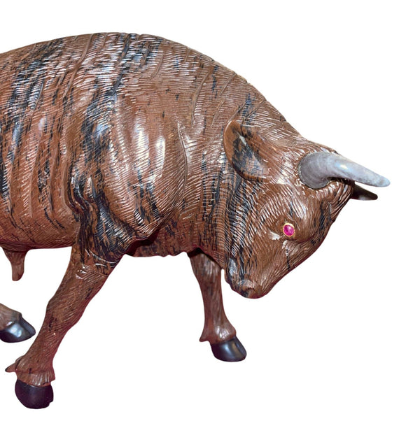 Manfred Gettman Attrib. Brown & Black Obsidian Bull Sculpture. Germany, 20th C.