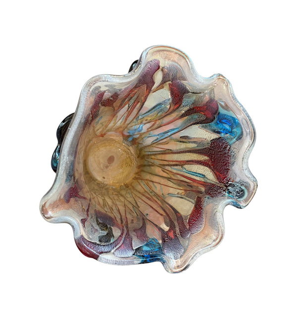 Large Murano Polychrome Glass Vase Attributed to Barovier e Toso. Italy, 1960's.