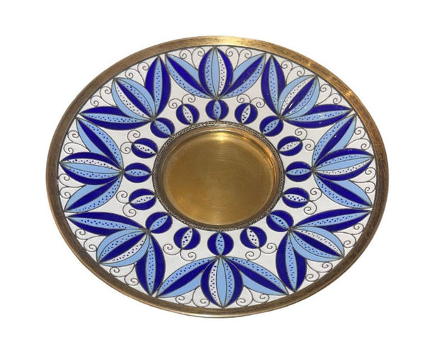 Soviet Russian 916 Silver Gilt Enamel Cup & Saucer, Leningrad. Mid-20th Century.