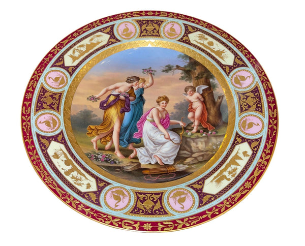 Pair of 19th Century Royal Vienna Hand-Painted Porcelain Plates