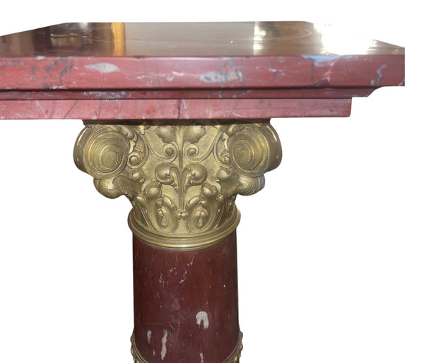 19th Century French Rouge Griotte Marble & Ormolu Pedestal Column