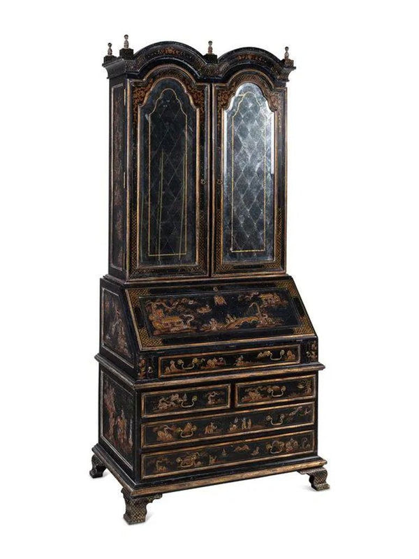 George II Style Black and Gilt-Japanned Bureau Bookcase, Early 20th Century