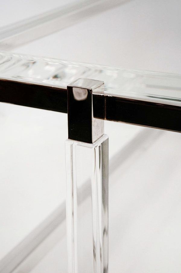 Sleek Vintage Lucite & Chrome Two-Tier Coffee Table by Charles Hollis Jones