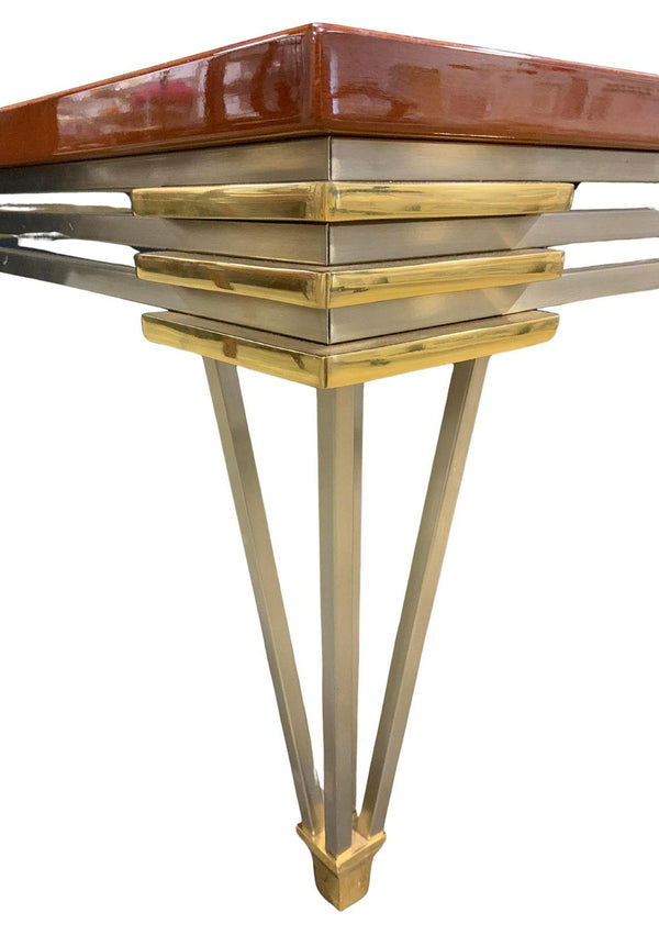 Mid-Century Eye Burl Top & Stainless Steel Coffee Table by Paul M. Jones