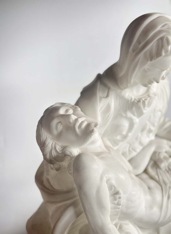 Mid-20th Italian White Marble Sculpture 'Madonna della Pietà' after Michelangelo