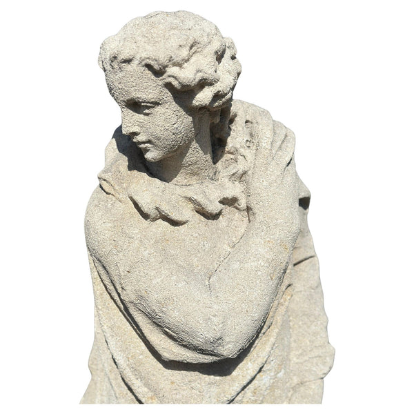 Late 19th Century Italian Poured Stone Statue of a Robed Woman