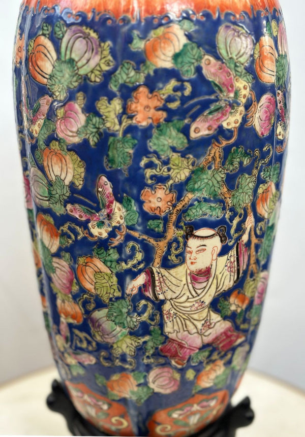 Traditional Chinese Famille Rose Enamel Vase, c. 1900's