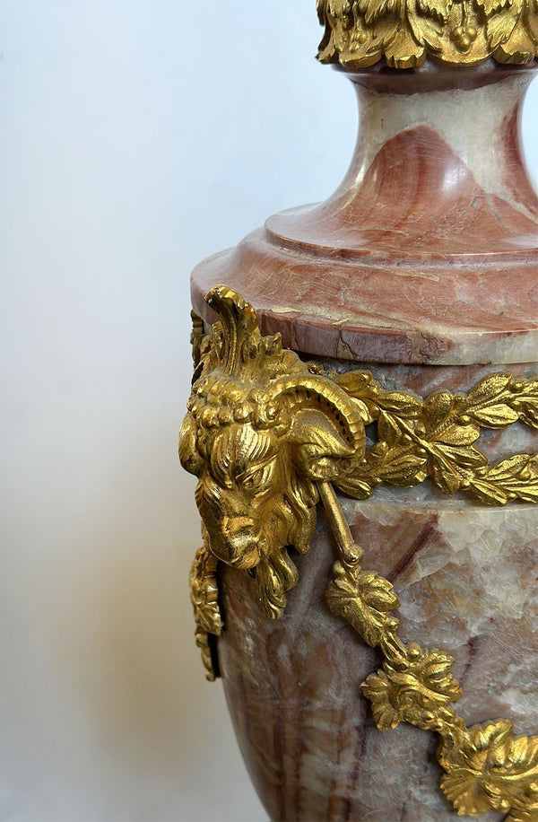 Pair of French Late 19th Century Marble & Bronze Urns