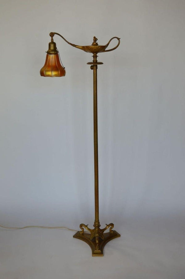 Tiffany Studios Gilt Bronze & Damascene Favrile “Aladdin” Floor Lamp. 1910's.