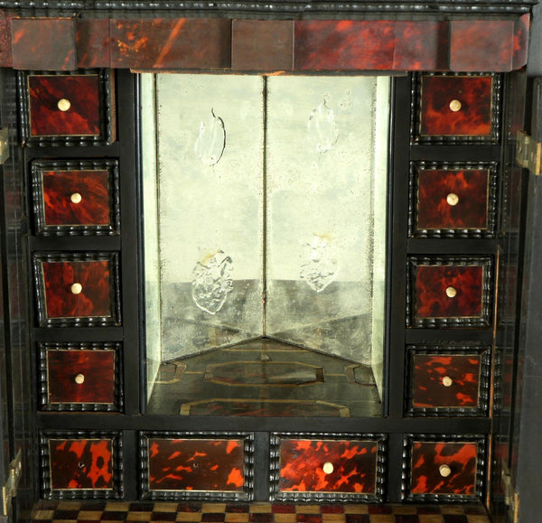 Flemish 18th Century Tortoiseshell Inlaid Cabinet on Stand