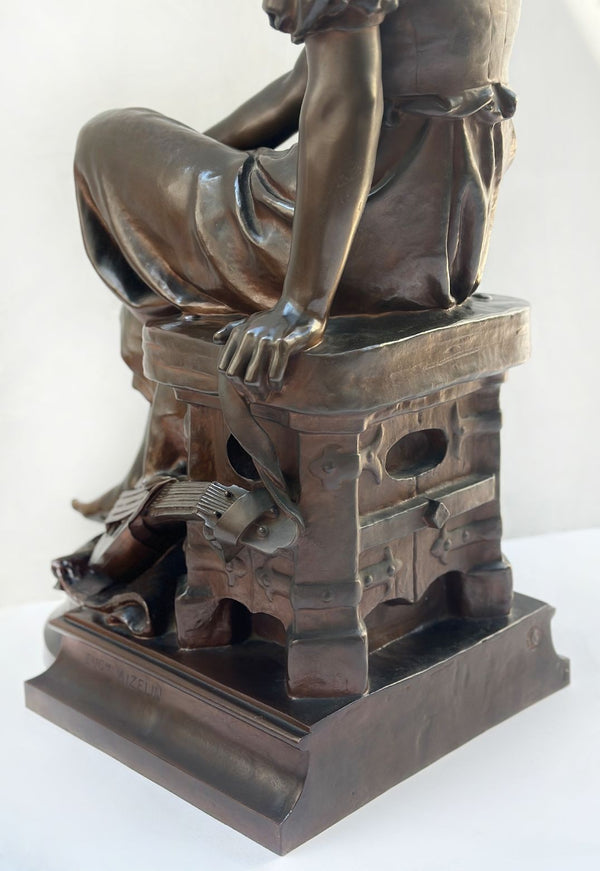 Large "Mignon" Bronze Sculpture by Eugène Aizelin, 1880