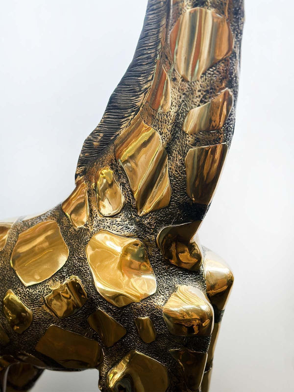 Oversized Vintage Brass Giraffe Sculpture After J. Moigniez