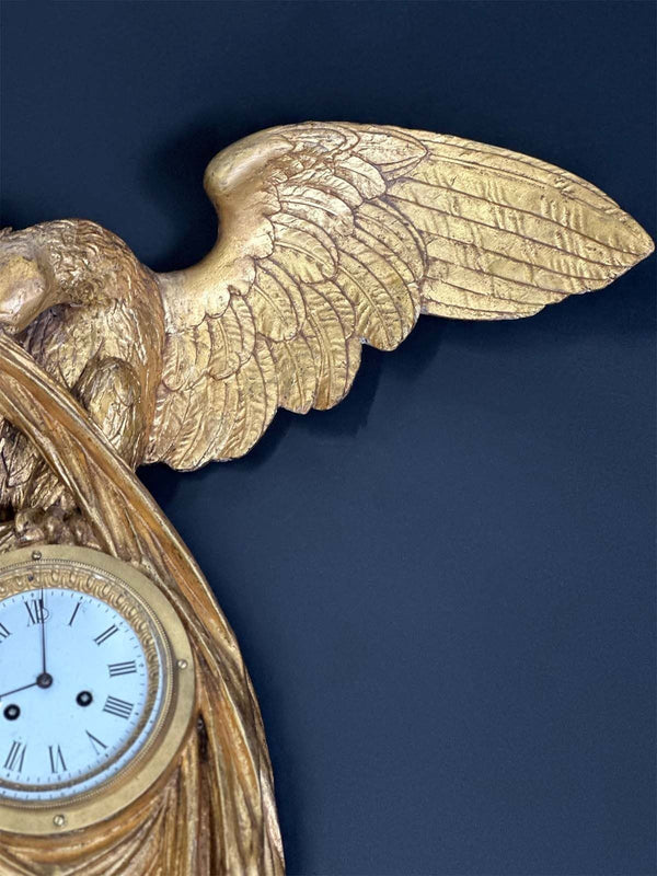 19th Century Austrian Empire Gilt-wood Wall Clock