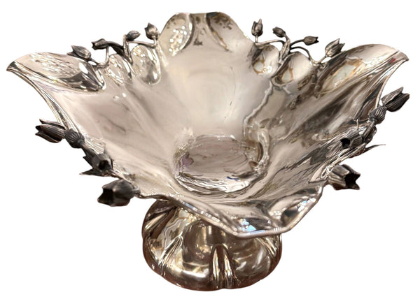 Pair of Damar 925 Sterling Silver Floral Centerpiece Bowls, 20th Century.