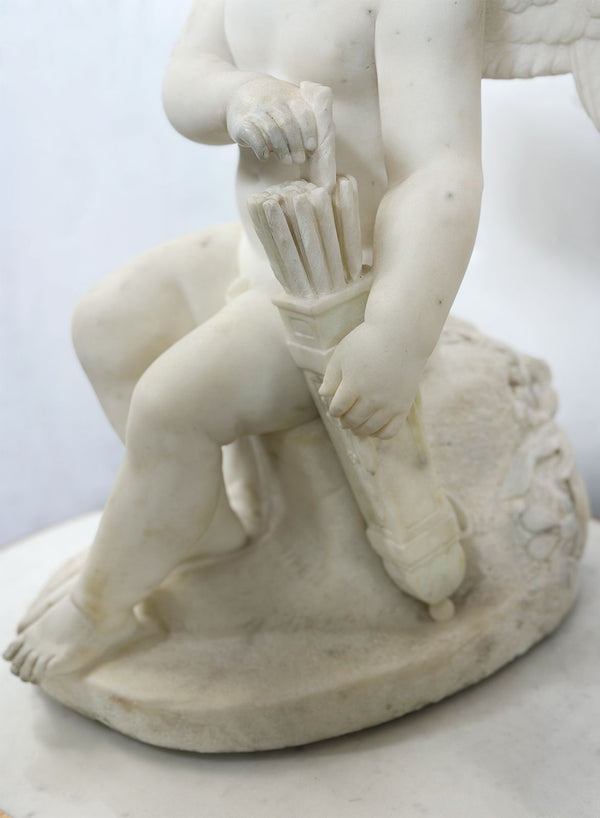 Late 19th Century Italian Carved Marble Cupid Sculpture