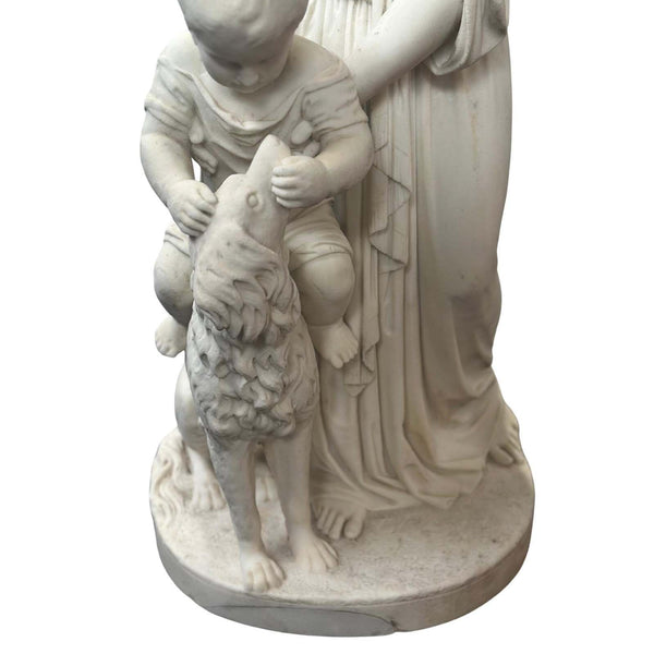 19th Century Italian Marble Sculpture of a Mother & Child