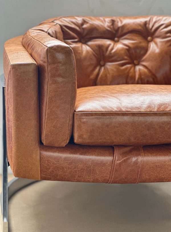 Pair of Vintage Leather Chairs in the Style of Milo Baughman