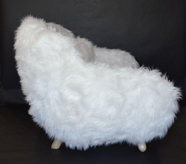 Pair of Soft White Oversized Faux-Fur Arm Chairs