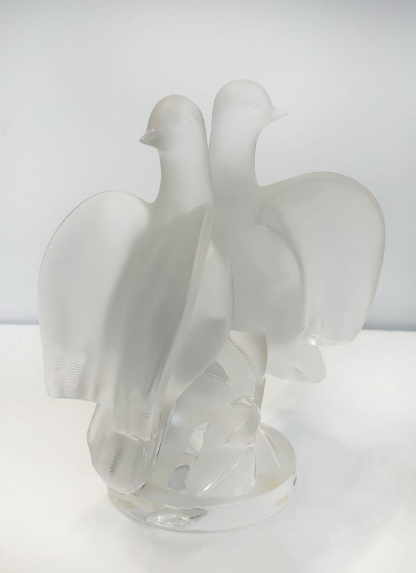 Art Nouveau Lalique Crystal "Ariane" Doves Figurine