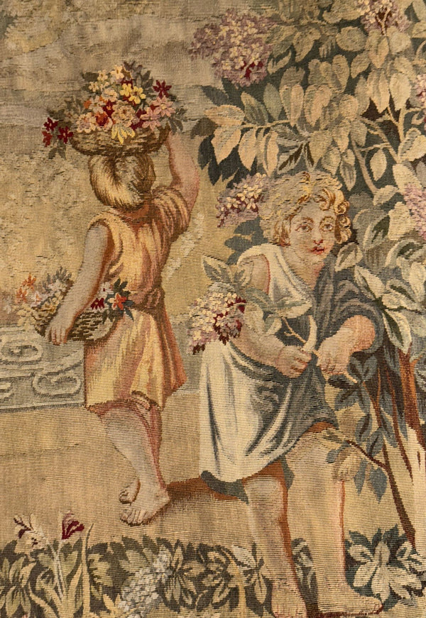 18th Century French “Spring” from Les Enfants Jardiniers Tapestry