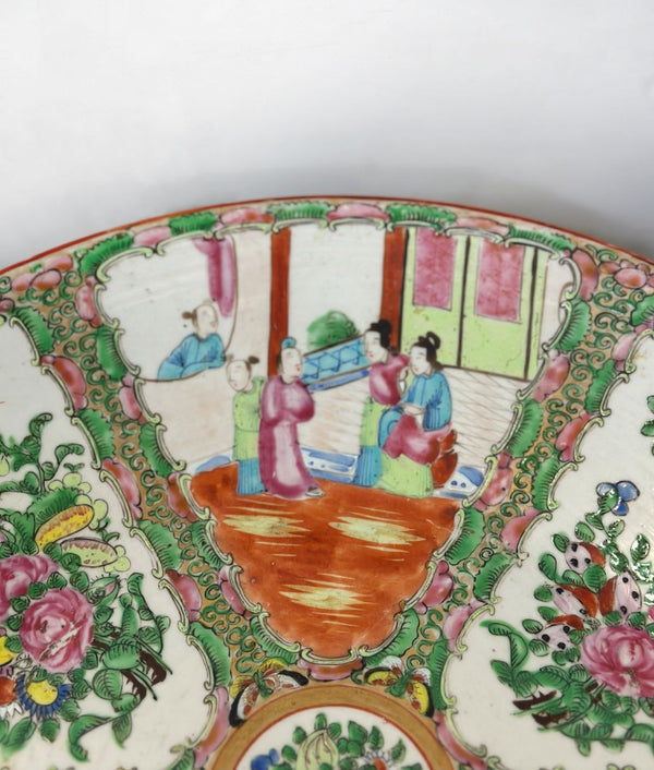 Early 19th Century Chinese Export Rose Canton Hand-Painted Charger Plate (16”)