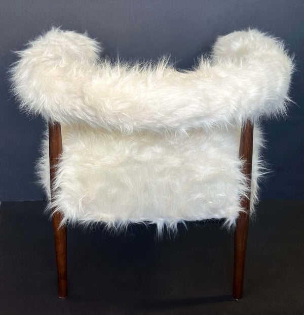 Pair of Italian Faux Goat Armchairs in the Style of Nanna Ditzel, c. 1970's