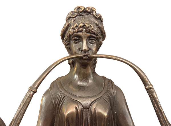 Pair of French 19th Century Empire Style Bronze, Ormolu & Marble Candelabras.