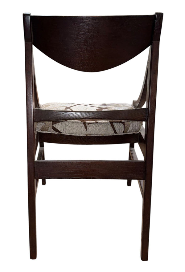 Set of Six Mid-Century Dark Wood Dining Chairs, Italy, 1960's.