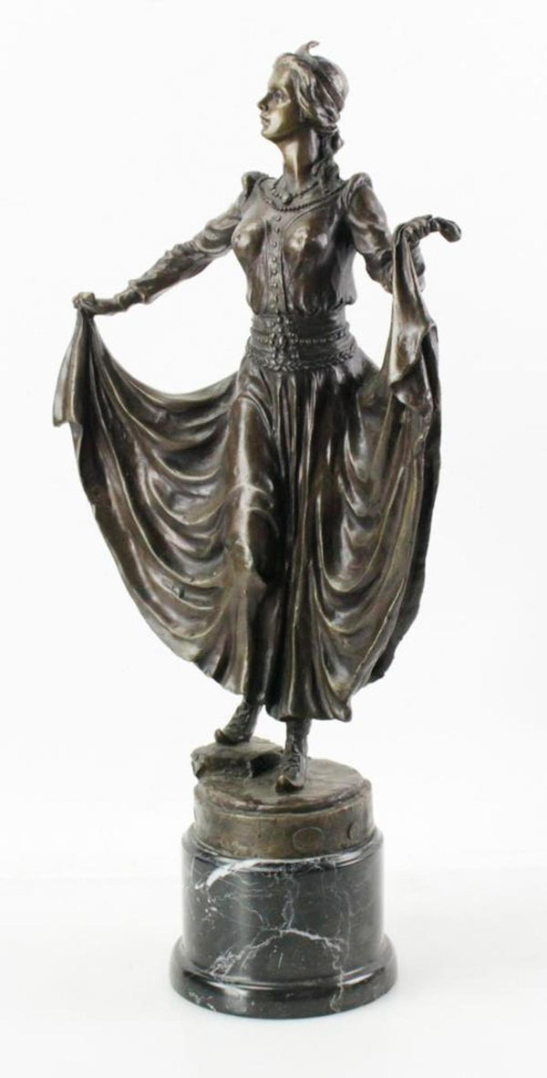 Bronze Art Deco Sculpture of a Dancer on Marble Base