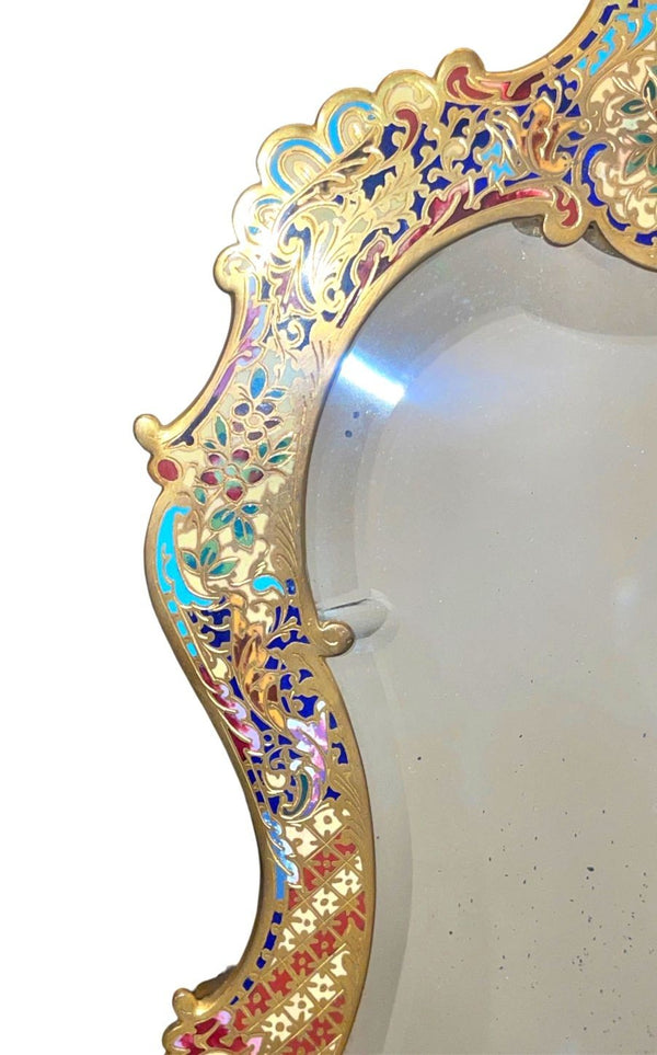 19th Century French Champlevé Bronze & Brass Easel Mirror