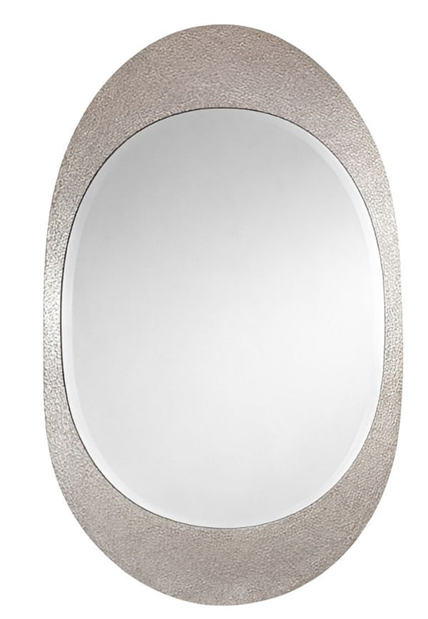 Pair of American Contemporary Hammered Metal Consoles with Mirrors & Marble Tops