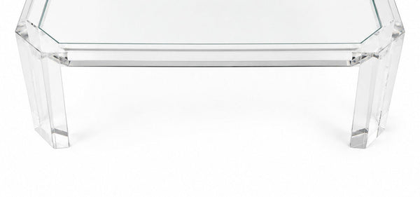 Charles Hollis Jones Square Lucite Coffee Table with Glass Top