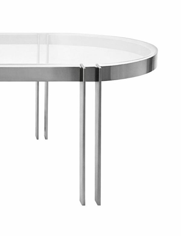 Charles Hollis Jones Lucite and Polished Chrome Oval Dining Table, USA, 1970's.