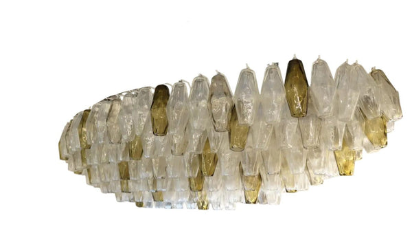 Grey & Crystal Murano Glass Poliedri Chandelier by Alberto Donà. Italy, 1980's.