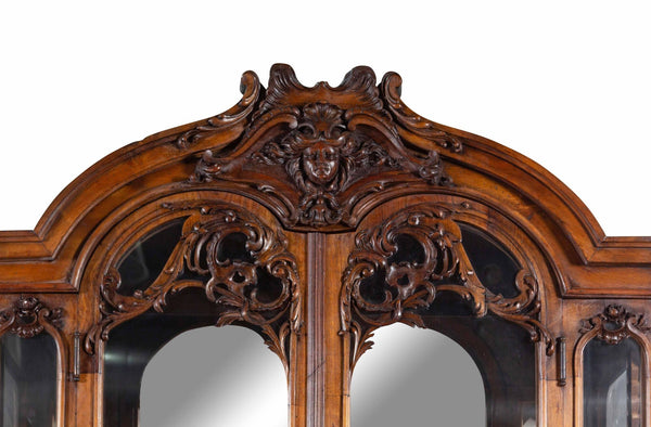 French Louis XV Style Carved Walnut Buffet a Deux Corps
