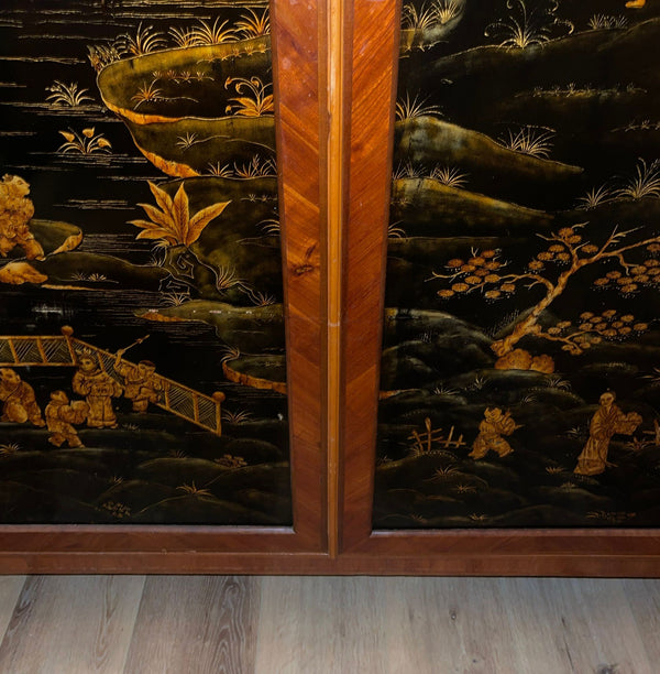 Mid-20th Century Two-Door Chinoiserie Decorated Armoire. France, 1940's.