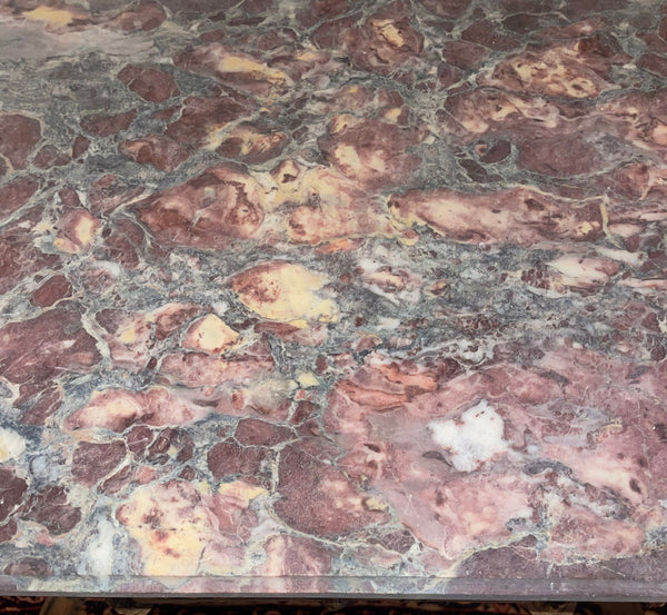 Pair of 19th Century French Louis XIV Style Console Tables with Marble Tops.