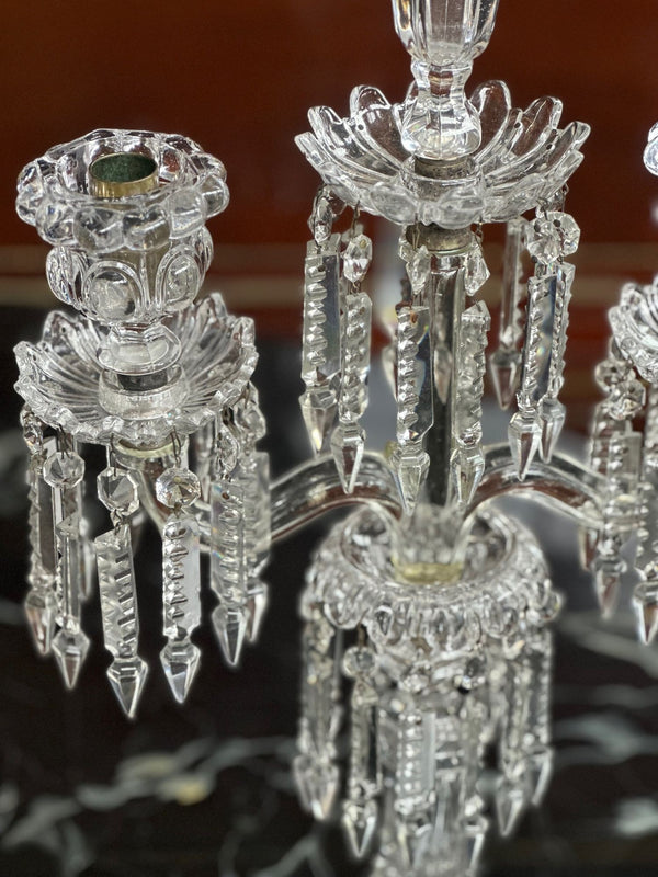 Pair of 19th Century Glass Obelisk Candelabras by Baccarat