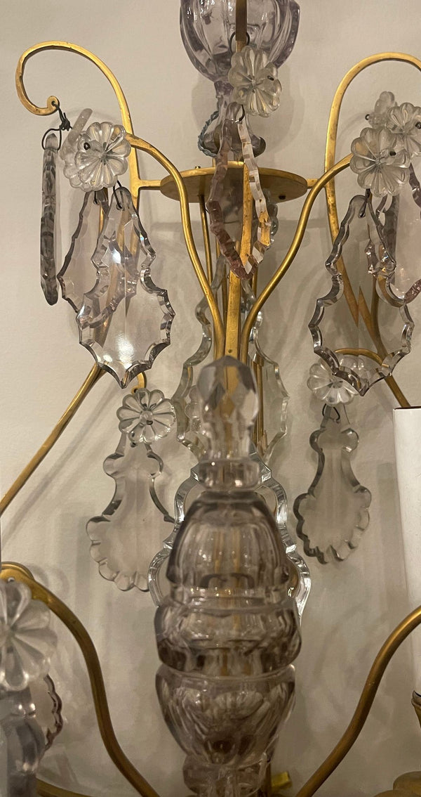 Pair of French Gilt Bronze and Crystal Wall Sconces, Late 19th Century.