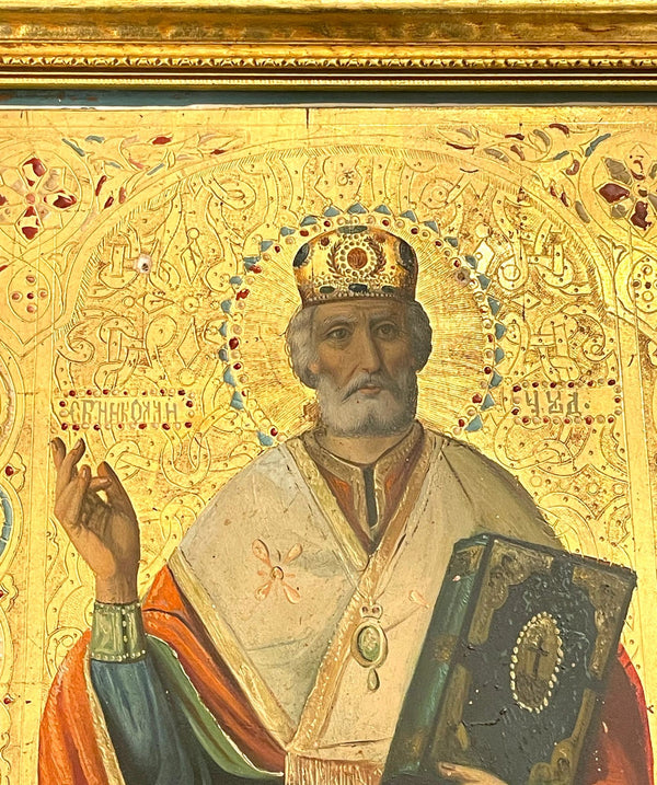 19th Century Russian Orthodox Icon of Saint Nicholas the Wonderworker