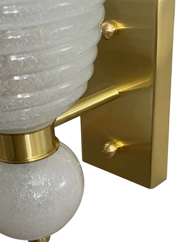 Set of Six Italian Modernist Murano Glass Sconces w/ White Gold Flecks – 21st C.