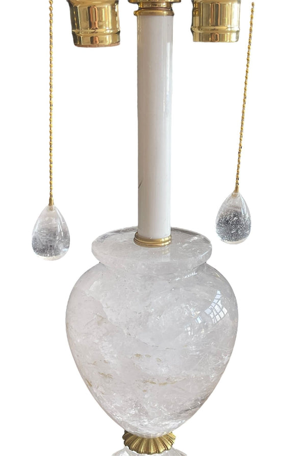 Pair of French Carved Rock Crystal Table Lamps, 20th Century
