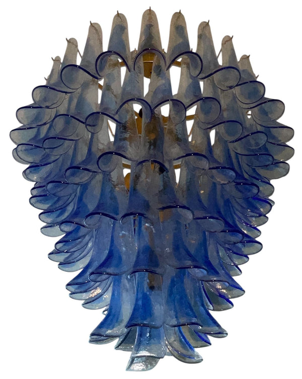 Oversized Modernist Murano Glass Seven-Tier Feather Chandelier, Italy, 1990's.